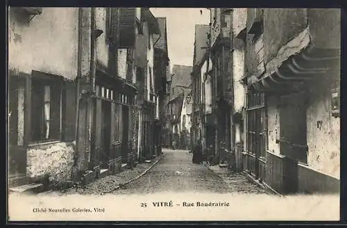 AK Vitré, Rue Baudrairie mit Wohnhäusern