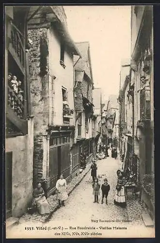 AK Vitré /I.-et-V., Rue Baudrairie, Vieilles Maisons