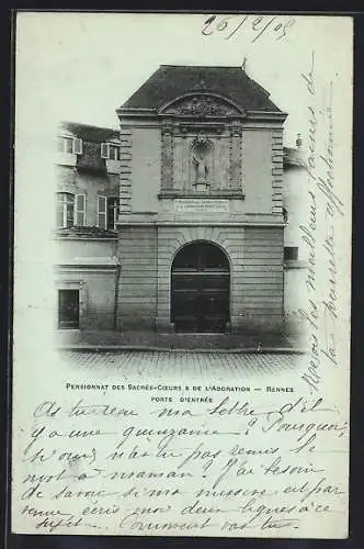 AK Rennes, Pensionnat des Sacrés-Coeurs & de l`Adoration, Porte d`Entrée