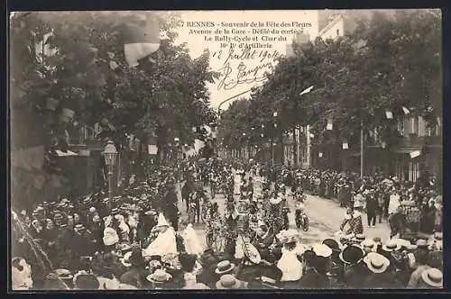 AK Rennes, La Fete des Fleurs, Avenue de la Gare