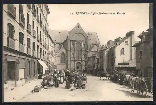 AK Rennes, Église St-Germain et marché