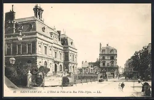 AK Saint-Servan, L`Hôtel de Ville et la Rue Ville-Pépin