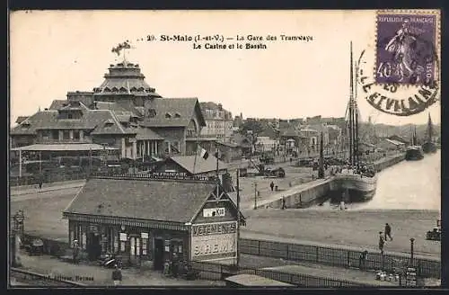 AK St-Malo, la Gare des Tramways, le Casino et le Bassin