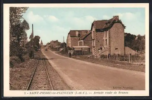 AK Saint-Pierre-de-Plesguen, Arrivée route de Rennes