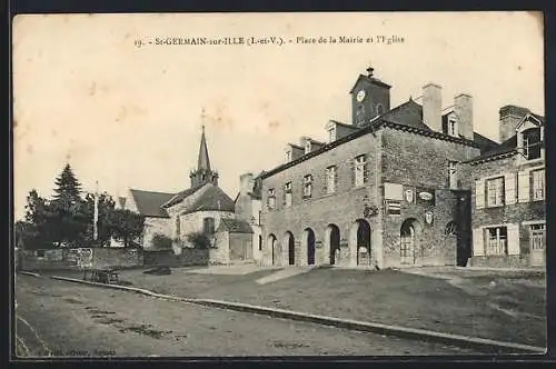 AK St-Germain-sur-Ille, Place de la Mairie et l`Église