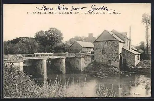 AK Saint-Germain-sur-Ille, Les bords de l`Ille, Le Moulin