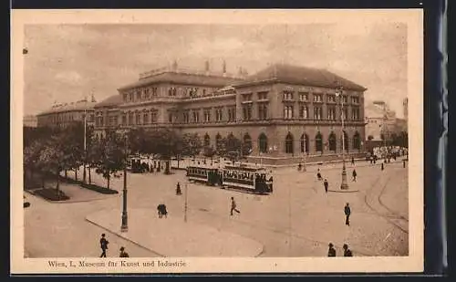 AK Wien, Museum für Kunst und Industrie mit Strassenbahn