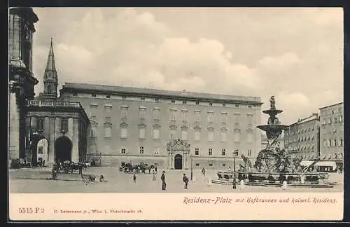 AK Salzburg, Residenz-Pfalz mit Hofbrunnen und kaiserl. Residenz