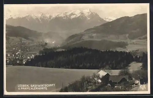 AK Leoben, Gastwirtschaft zur Pampichlerwarte mit Bergpanorama