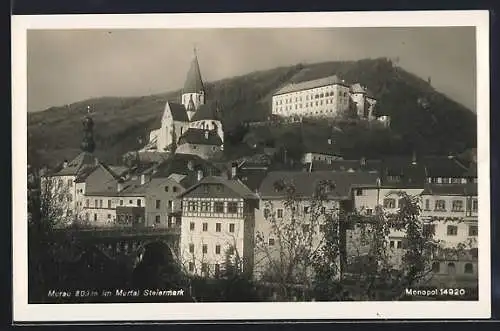 AK Murau im Murtal, Blick auf den Berg mit Kirche