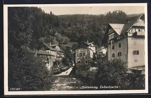 AK Schladming, Talbachpartie mit Wohnhäusern