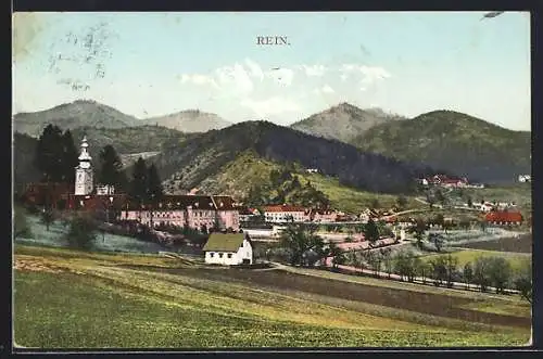 AK Gratwein-Strassengel, Stift Rein mit Bergpanorama