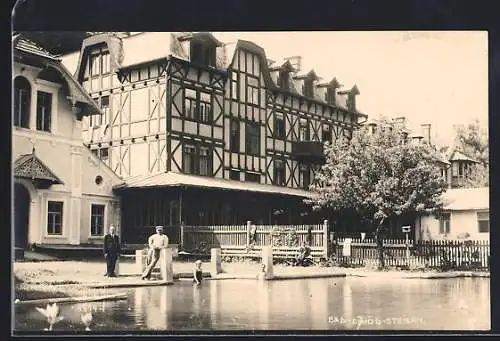 AK Bad Einöd, Kinder baden im Teich