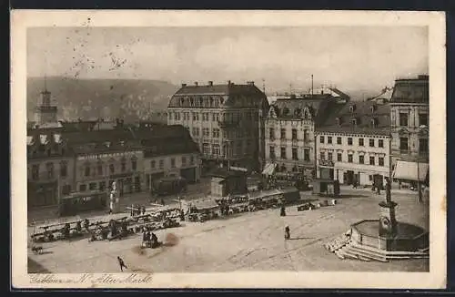 AK Gablonz a. N., Alter Markt mit Brunnen