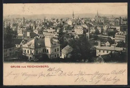 AK Reichenberg / Liberec, Blick über die Dächer der Stadt