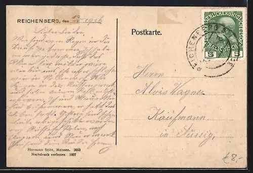 AK Reichenberg / Liberec, Blick über die Dächer der Stadt