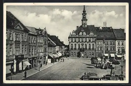 AK Leipa-Ceska Lipa, Marktplatz mit Rathaus