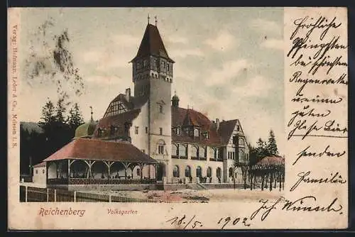 AK Reichenberg / Liberec, Gasthof Volksgarten