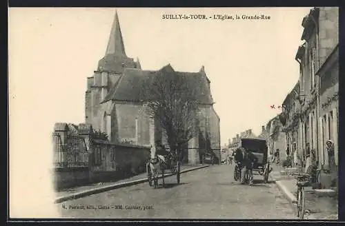 AK Suilly-la-Tour, L`Eglise et la Grande-Rue