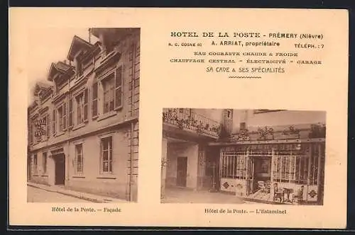 AK Prémery /Nièvre, Hotel de la Poste, Facade, L`Estaminet