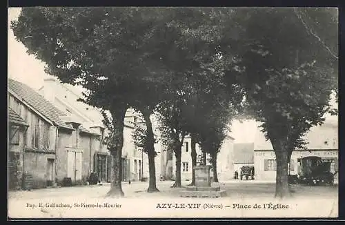 AK Azy-le-Vif, Place de l`Église