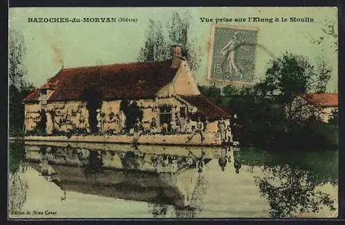 AK Bazoches-du-Morvan, Vue prise sur l`Etang & le Moulin