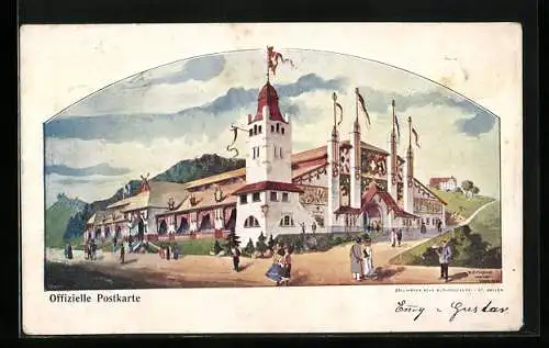 Künstler-AK St. Gallen, Eidgenössisches Schützenfest 1904, Festhalle