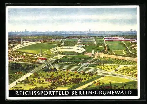 AK Berlin-Grunewald, Reichssportfeld, Olympiastadion, Olympiade 1936