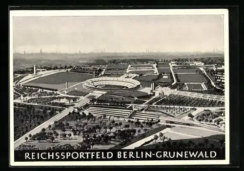 AK Berlin-Grunewald, Reichssportfeld aus der Vogelschau