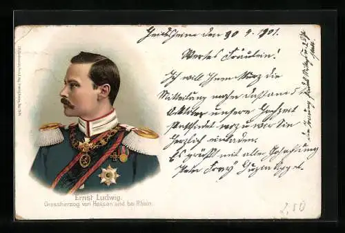 AK Ernst Ludwig von Hessen und bei Rhein im Portrait