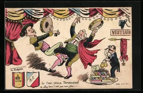 Künstler-AK Philippe Norwins: König Alfonso XIII. von Spanien mit Tambourin