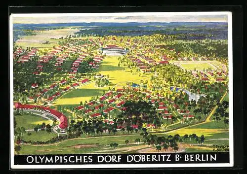 Künstler-AK G. Dreher: Döberitz, Olympisches Dorf