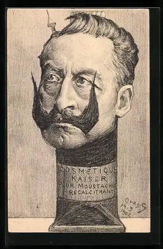 Künstler-AK Charles Denizard (Orens): Der Kopf von Kaiser Wilhelm II.