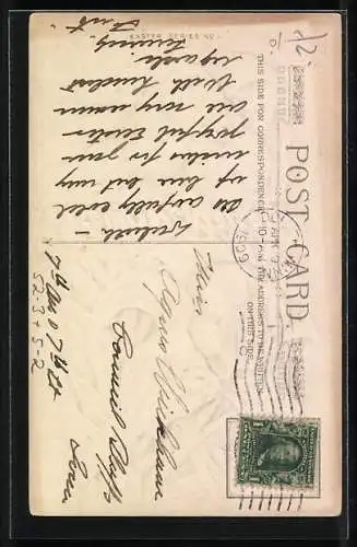 AK Metamorphose, Kinderköpfe in weissen Blüten, Ostergrüsse