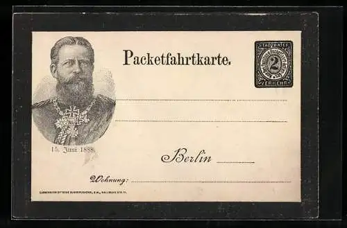 AK Berlin, Friedrich Wilhelm III. von Preussen, Private Stadtpost Berliner Packetfahrt