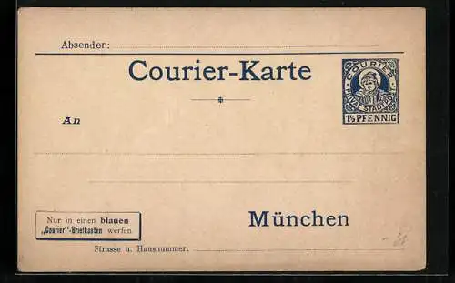 AK München, Courier-Karte, Private Stadtpost