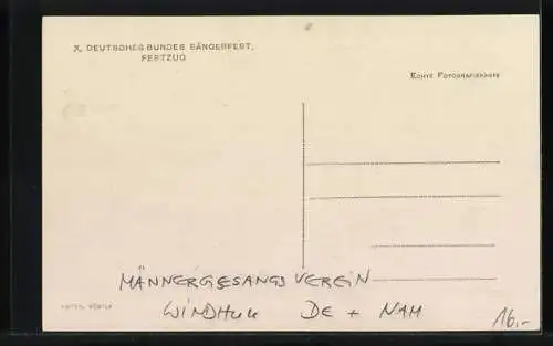 AK Windhuk, X. Deutsches Bundes Sängerfest, Festzug, Südwestafr. Sgbd. MGV Windhuk, Afrika