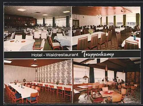 AK Trappenkamp, Hotel-Waldrestaurant Trappenkamp, div. Innenansichten