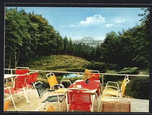 AK Burg /Dithm., Aussichtsturm Café und Hotel Walter Meyer, Blick von der Terrasse