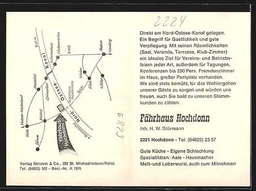 AK Hochdonn, Fährhaus am Nord-Ostsee-Kanal, Bes. W. Störmann, Aussen- und Innenansichten