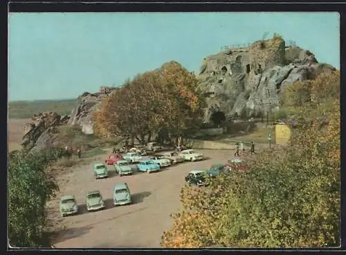 AK Blankenburg /Harz, Burgruine Regenstein mit Parkplatz