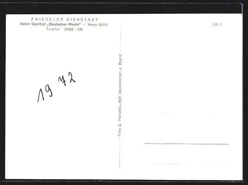 AK Zwiesel / Bayern, Hotel Gasthof Deutscher Rhein, Bes. Hans Wölfl, Innenansicht
