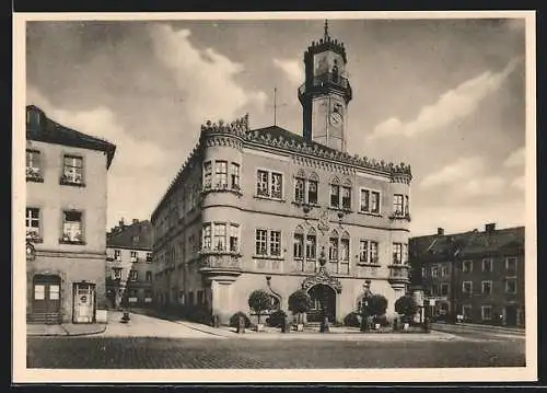 AK Hof a. d. Saale, Blick aufs Rathaus