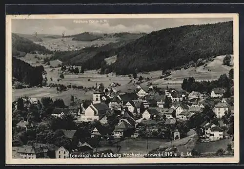 AK Lenzkirch /Schwarzwald, Ortsansicht mit Feldberg aus der Vogelschau