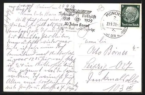 AK München, Blick v. d. Ludwigskirche auf Stadt u. Gebirge