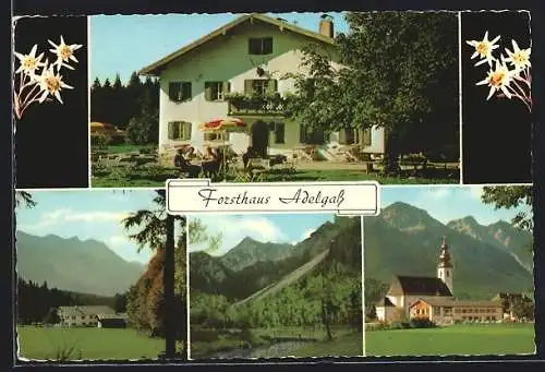 AK Inzell /Obb., Gaststätte Forsthaus Adelgass H. Meier, Ortsansicht