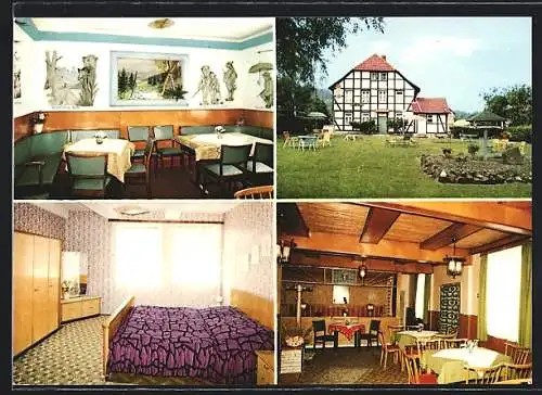 AK Könneckenrode, Innenansichten und Aussenansicht der Raststätte Der Tannenhof
