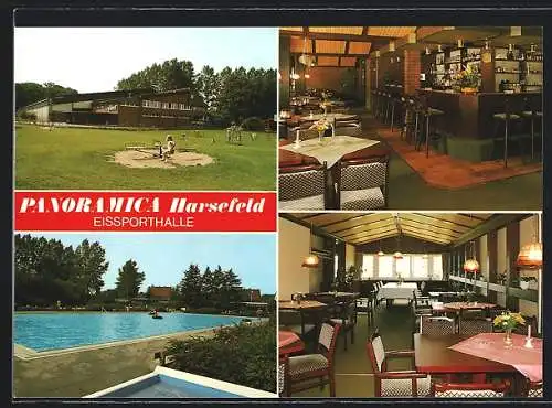 AK Harsefeld, Eissporthalle, Restaurant-Cafe Panoramica Fam. Rudnick, Quellenweg 1, Freibad