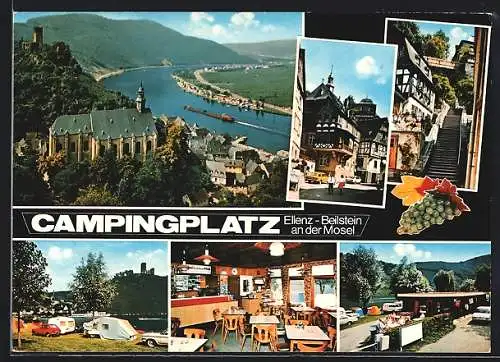 AK Ellenz-Beilstein /Mosel, Campingplatz, Ortsansicht mit Moselblick