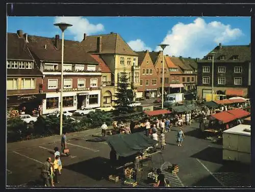 AK Dülmen /Westf., Markt und Hotel am Markt aus der Vogelschau